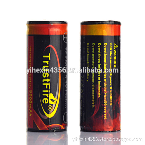 lithium/li-ion battery 26650 5000mAh 3.7V rechargeable battery High Drain battery